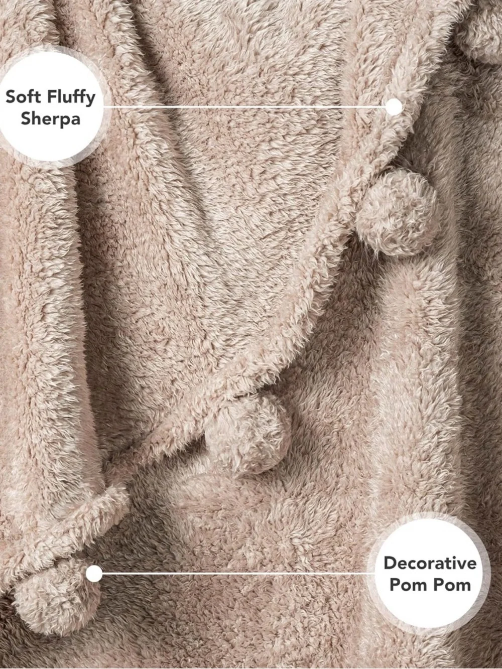 Fluffy Faux Fur Throw Blanket with Pom Poms